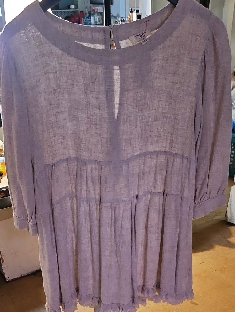 Umgee Tiered Linen Peasant Dress